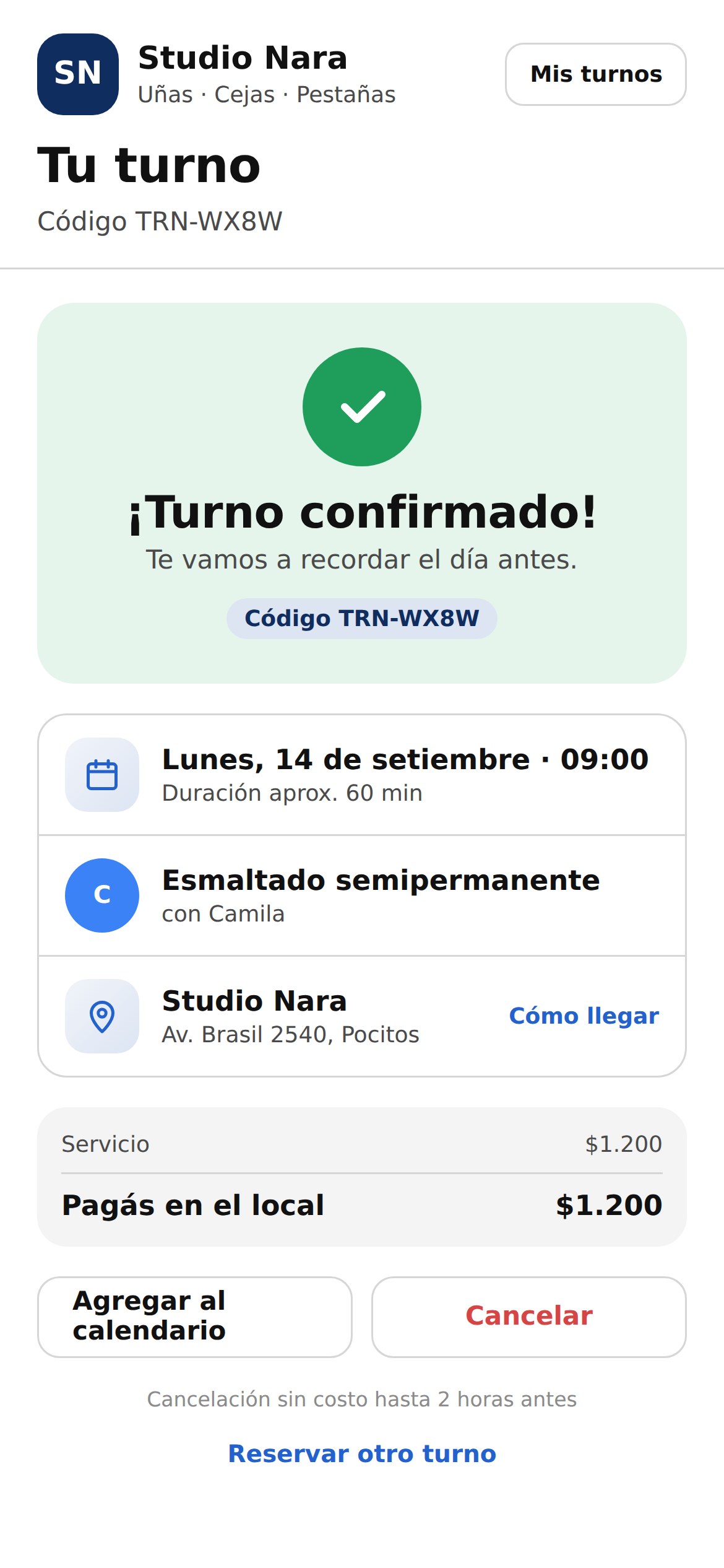 Turno confirmado